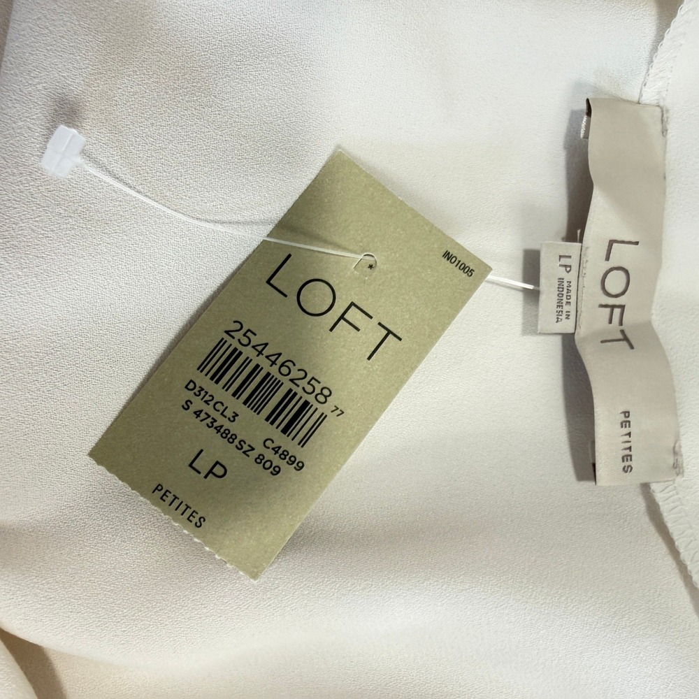 LOFT Ivory Square Neck Puff‎ Sleeve Blouse LP - Picture 3 of 6
